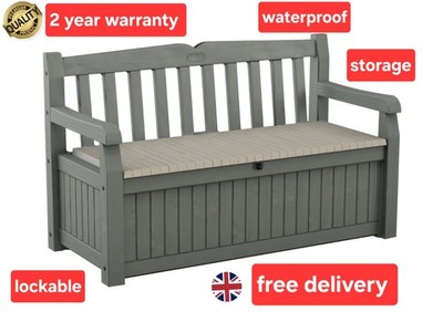 Gartenbank Keter Eden Kunststoff Aufbewahrung Terrasse 265L grün Sitz robust abschließbar