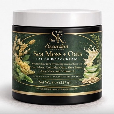 Securskin Sea Moss Oats Shea Butter Face Body Cream 8oz Ultra-Hydrating