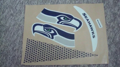 Seattle Seahawks FULL SIZE FOOTBALL HELMET DECALS W/STRIPE AND BUMPERS