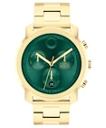 MOVADO BOLD 3601259 GREEN DIAL GOLD STAINLESS STEEL BRACELET 44MM MENS WATCH