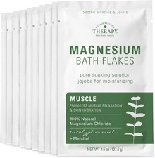 Village Naturals Therapy Muscle Magnesium Bath Flakes, Eucalyptus Mint Scent, 4.
