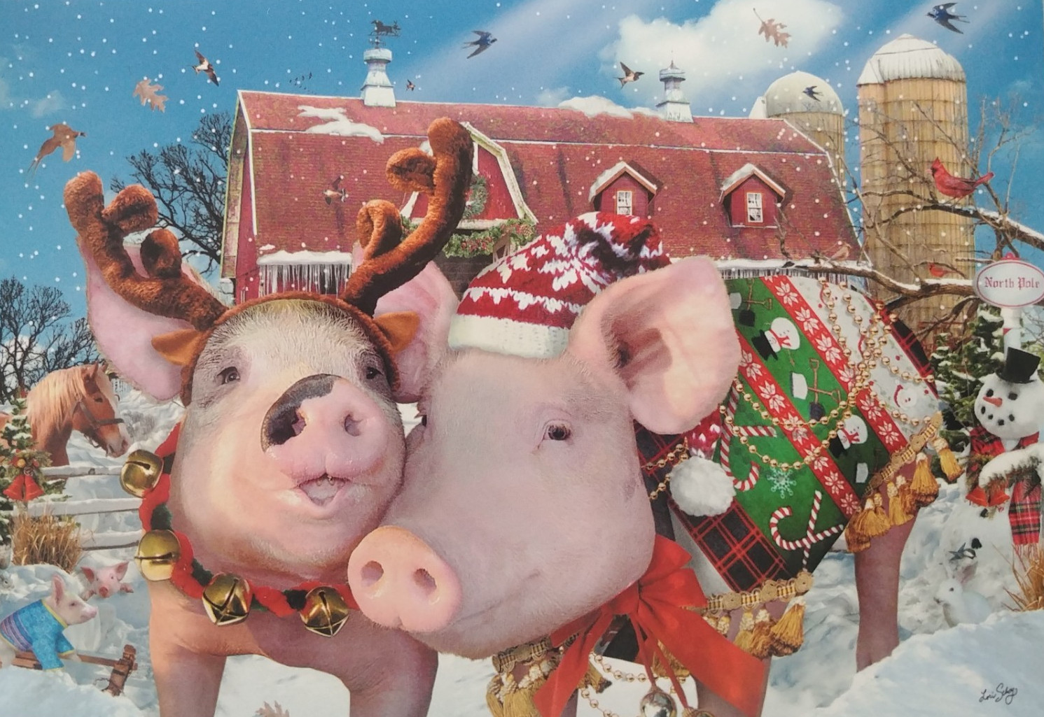 "Kooky Holiday (4) Leanin Tree Christmas, New Year Cards, New With (4) Envelopes