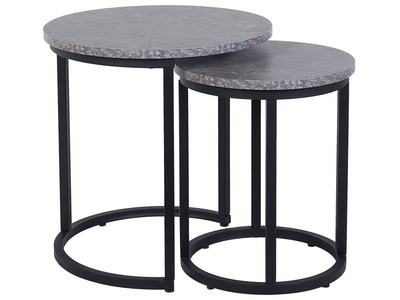 Universelle Beistelltische in 2er Set Betonoptik schwarz / grau Dixie