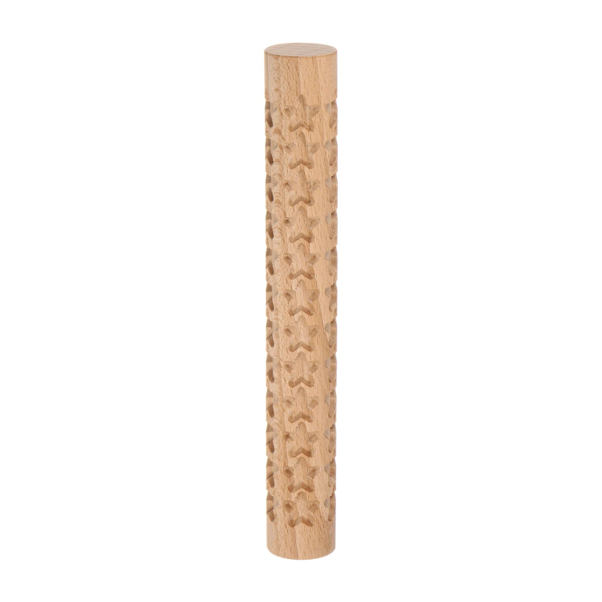 Wood Clay Roller Texture Rolling Star Emboss Beech 15cm x 2cm