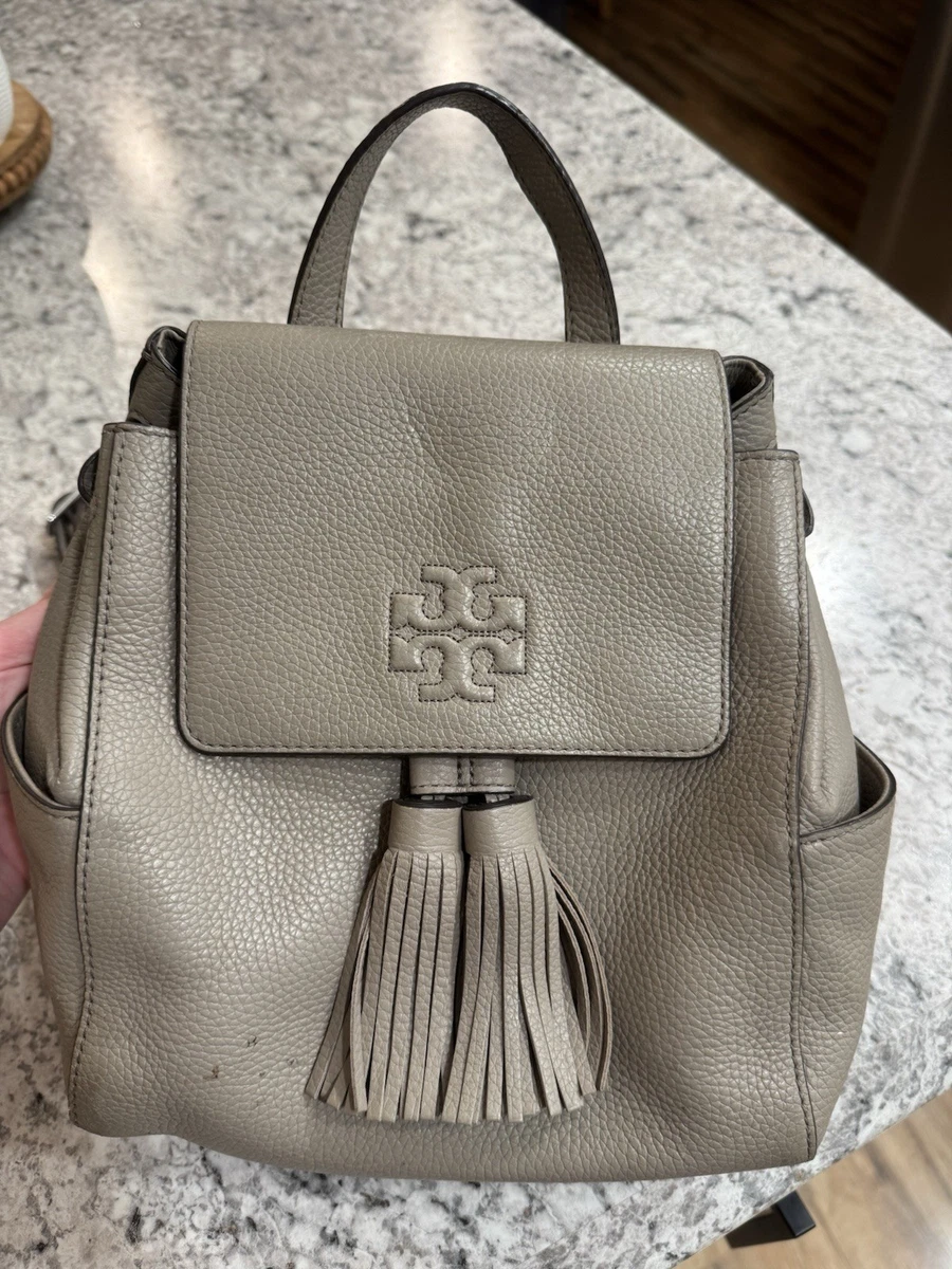 Tory Burch BRYANT Quilted Back Pack Gray Lightly Pebbled Leather Great Cond Tory Burch Backpack Gray Bags & Handbags for Women for sale  main image 2