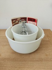 VTG Sunbeam Mixmaster Stand Mixer Replacement Bowls White Milk Glass by pyrex