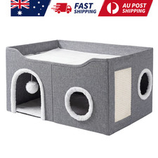 Pawz Cat Cave Bed Foldable House Hideaway Scratching Board Interactive Nest AU