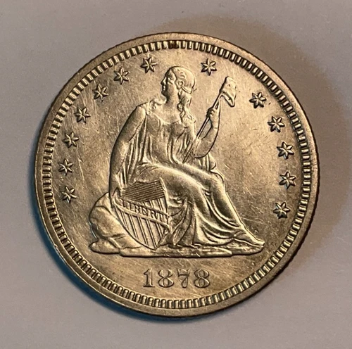 1878 US 25C  Seated Liberty Silver Quarter Dollar Coin