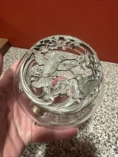 1980s Anchor Hocking Radcliffe Pewter Glass Potpourri or Trinket Jar Vintage SH3