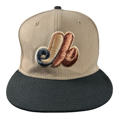 Vintage Style Montreal Expos New Era 59FIFTY Fitted Hat 7 3/8 Cooperstown Brown