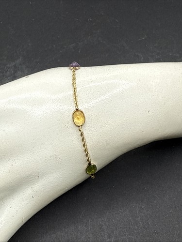 ❤️ Juego de brazalete de piedras semipreciosas de oro amarillo de 14K 7"" (2476) - Imagen 6 de 6