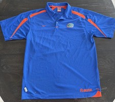 Nike University of Florida Gators Polo Size L Short Sleeve Royal Blue/Orange