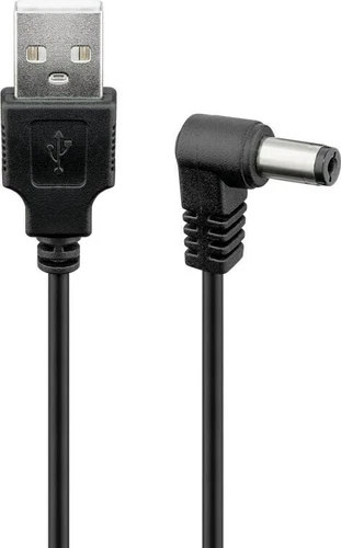 5x USB-DC-Kabel 5,5 x 2,1 mm; USB-DC-Kabel 5,5 x 2,1 mm, Schwarz, 1.5 m - für di