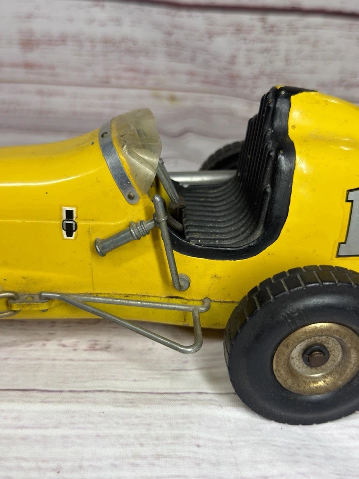 VINTAGE OHLSSON & Rice Inc Tether Race Car #12 Yellow With Engine 1940s - Image 3 of 4