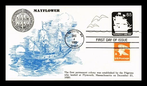 US COVER FIRST DAY OF ISSUE MAYFLOWER NONPROFIT ORG ENVELOPE KMC VENTURE