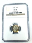 1939 Mercury Dime MS65 Toned NGC Yellow Scale Label