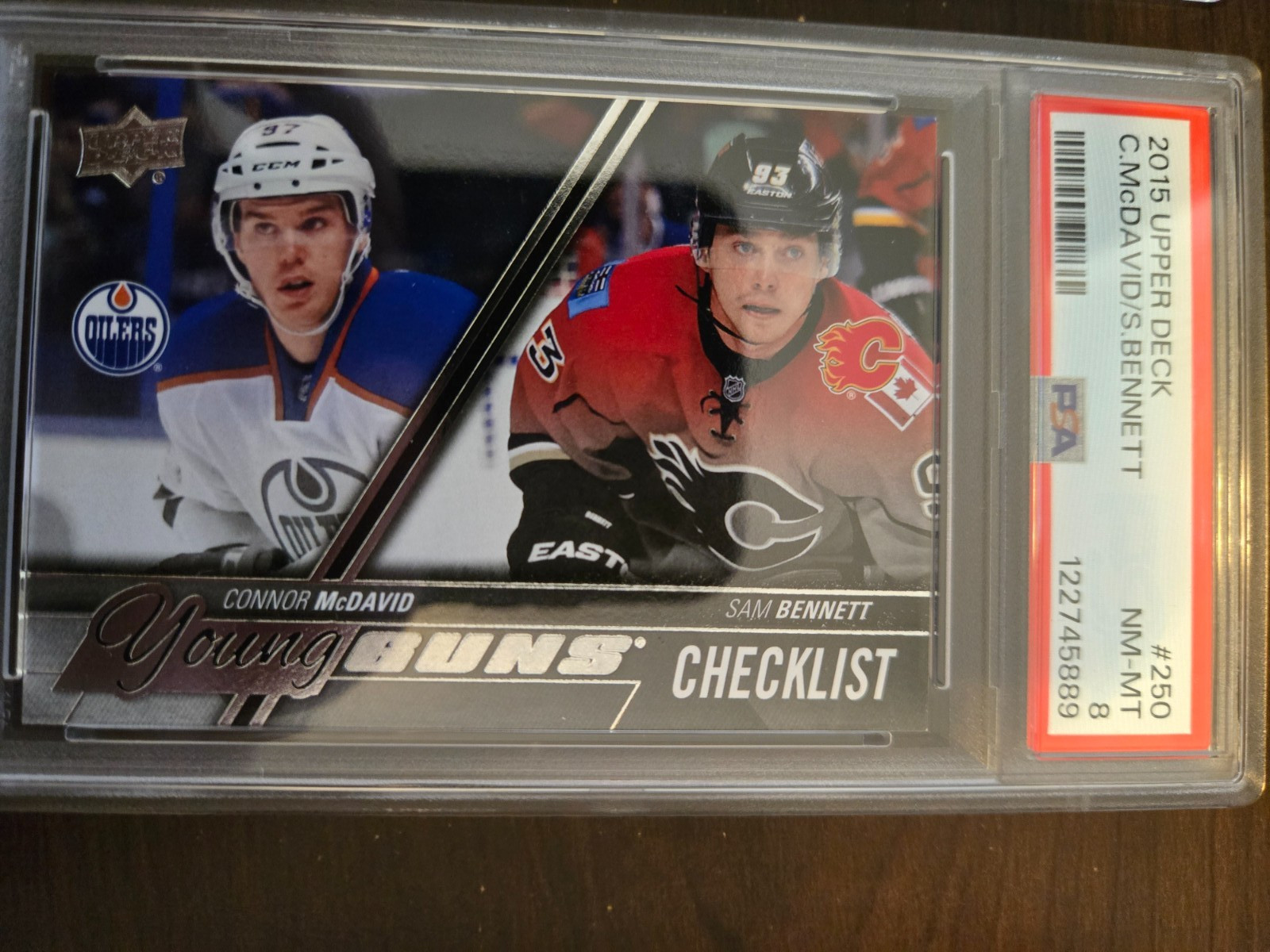 2015-16 Upper Deck - Young Guns Checklist Connor McDavid, Sam Bennett #250 PSA 8