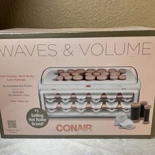 Open Box- Conair Hot Rollers Set Jumbo 1.5 Waves Volume Clips Hair 20 Curlers