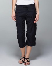 Lululemon Black Dance Studio Crop Wide Leg Drawstring Performance Sz 8