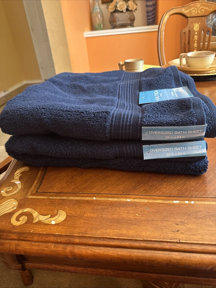 Nautica OVERSIZED Bath Towels A Set Of 2 Large 33”X 63” Blue - Image 4 of 4