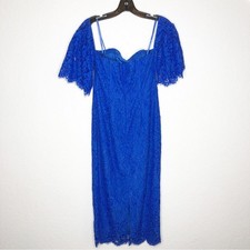 ASOS Paper Dolls Bardot blue lace overlay off shoulder midi dress size 6 NWT
