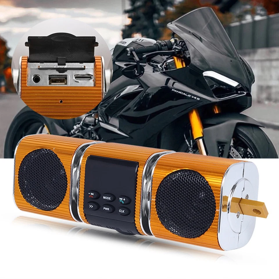Altavoz estéreo USB para motocicleta Sistema de audio Amplificador Bluetooth Radio Impermeable Foto 3 de 4