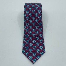 Vilebrequin Italy Boy's Silk Tie 48" Red Blue Jellyfish Sea Life Fish Pattern