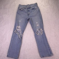 Vintage Big-E Levi s 501 Button-Fly Jeans Womens 26 Light Wash Distressed Denim
