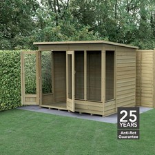 Forest 4LIFE Pent Summerhouse 8x6 Double Door 4 Window Garden Shed