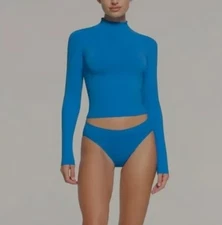 SKIMS Soft Smoothing Seamless Long Sleeve Turtleneck  Azul size 4X