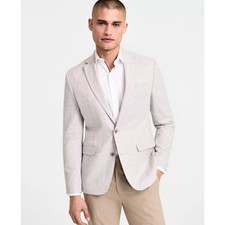 Tommy Hilfiger Men's White/Tan Check Conrad Modern-Fit Suit Blazer Size 44S