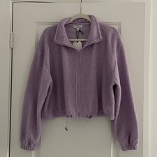 Brave Soul London Zip Up Jacket Nubby Textured Long Sleeve Athleisure Purple