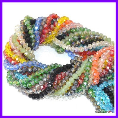 Catotrem Faceted Glass Crystal Beads Strands Briolette Rondelle Crystal Beads...