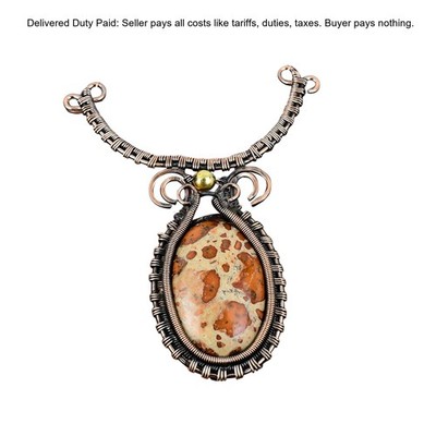 Natural Asteroid Jasper No Stone Wife Chain Wire Wrapped Necklace Jewelry Copper