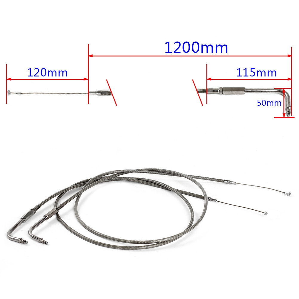 120cm 47.2" Stainless Throttle Cable for Harley Sportster Dyna Touring Road King