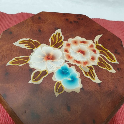 Solid Wood Vintage Style Jewellery Box fully lined inside 8 SIDED +mirror - Picture 5 of 9