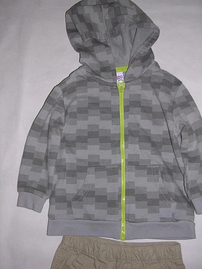Circo Outfit Gris Manga Larga Sudadera con Capucha con Cremallera Frontal y Pantalones Caqui Niño 2T MUY BONITO Foto 2 de 4