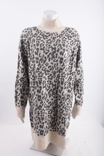 LOFT Womens Knit Sweater Dress Sz L Leopard Print Long Sleeve High Neck