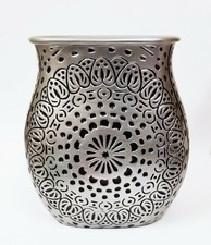 NEW RAYMOND WAITES SILVER GRAY,BLACK TONE CARVED RESIN 3D TRASH CAN,WASTE BASKET