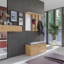 MODAL CASA Mobile ingresso moderno 100 cm cassapanca scarpiera quercia Olimpia