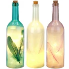 BRUBAKER LED Glass Wine Bottles Light Up Feathers Home Gift Best Friend