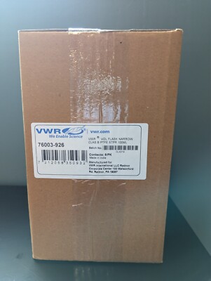 VWR  Volumetric Flask 100ml, Clear Glass, Narrow Neck, Class B pack of 6 