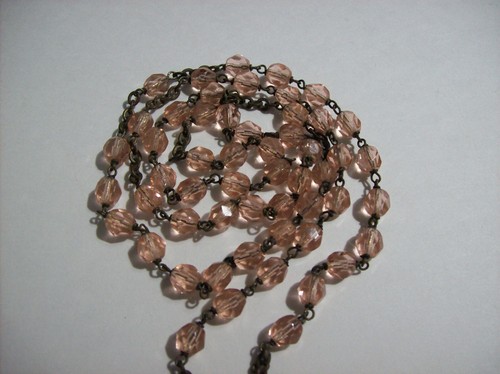 Vintage Light Pink Glass Bead Catholic Rosary, Jerusalem, x - Picture 4 of 22
