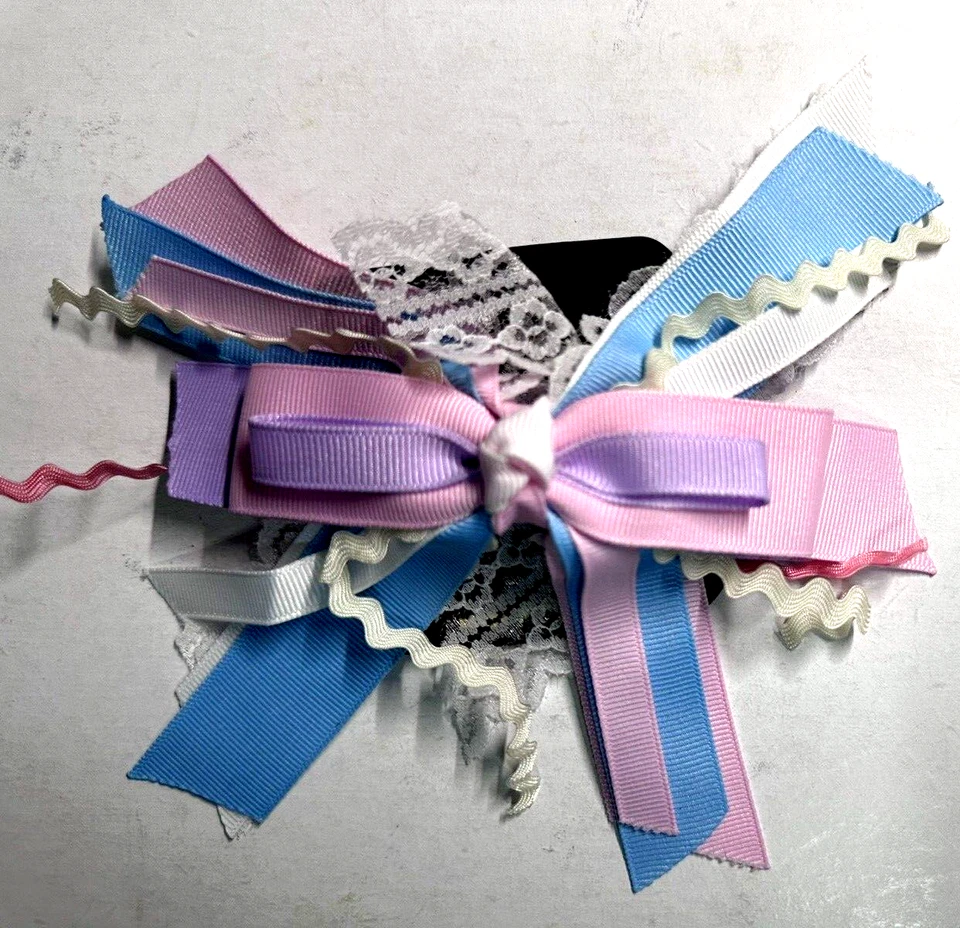 Банты для волос для девочек розовые белые сине-фиолетовые - патриотические Appx 6x4" - Изображение 2 из 4