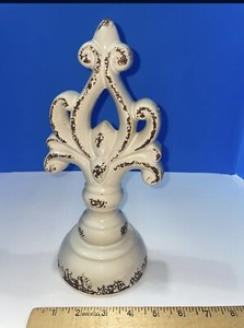 Vintage Shabby worn white decorative ceramic finial pedestal for the home(#1)