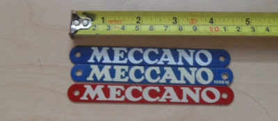 Meccano 3 kleine rot & blau Metall Laden Ausstellung Display Schilder 100610