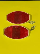 ! 4 PIECES NOS VINTAGE OLD SCHOOL BICYCLE RED REAR REFLECTORS W/ WINGNUT BIKE