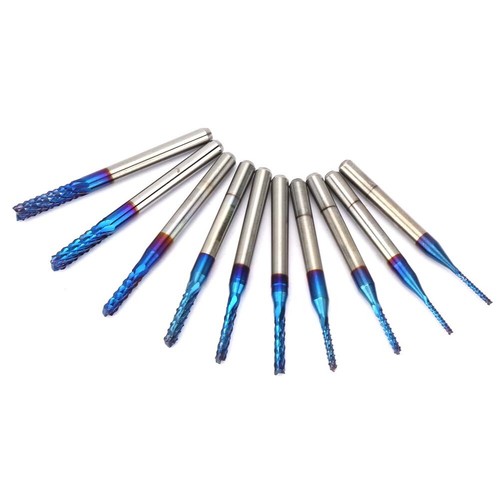 10pcs Carbide Router Cutting Bit Blue Corn End Cutter Mill Engraving ...