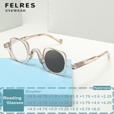 Round Photochromic Fashion Reading Glasses Unisex Retro Outdoor Sunglasses New