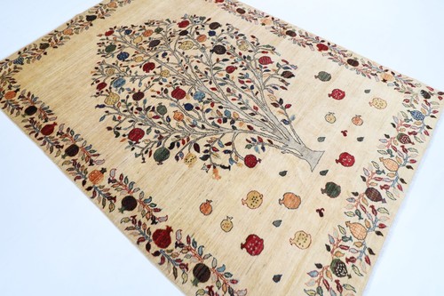 6 x 8 ft Oriental Tree Area Rug Afghan Hand Knotted Veg dye Wool Tribal Rug - Picture 2 of 11